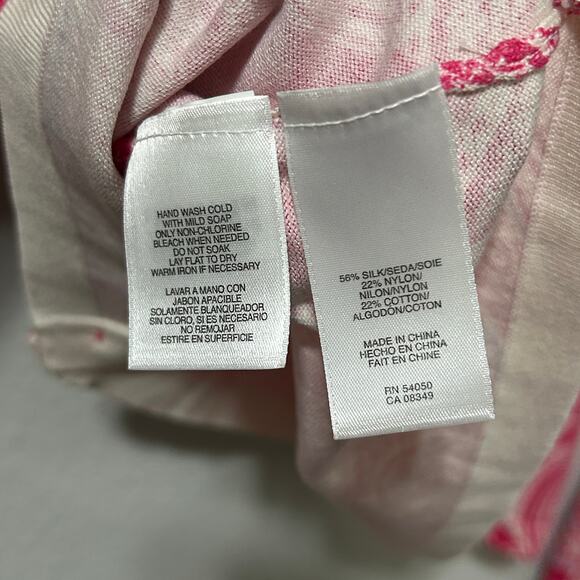 Jones New York Paisley Silk Blend Cardigan Women’s Medium Pink Purple Knit - Picture 7 of 7